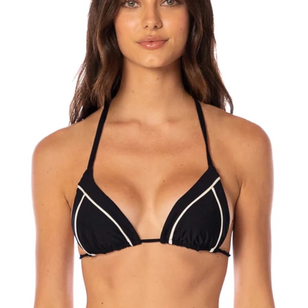 Maaji Midnight Black Balming Sliding Triangle Bikini Top Size Large NWT